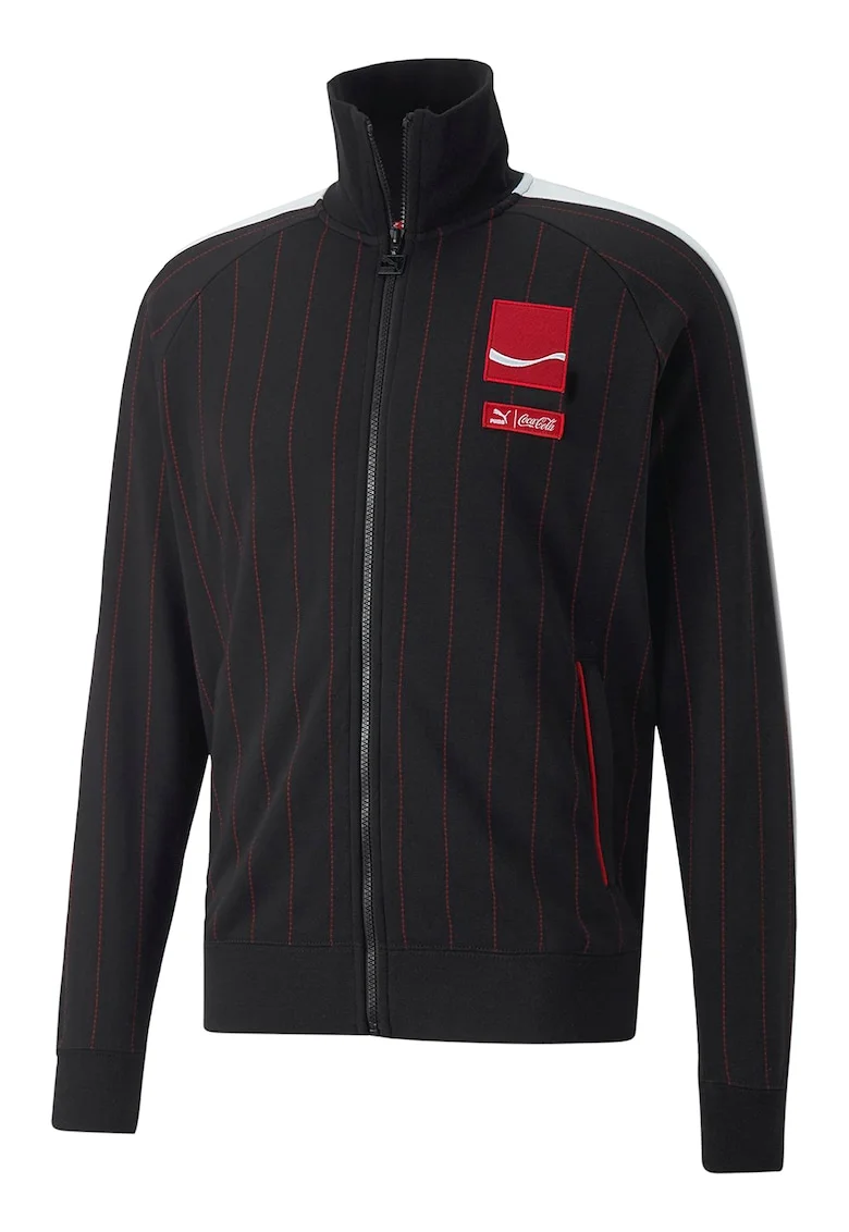 Bluza sport cu imprimeu si fermoar PUMA X COCA COLA T7 TR, Rosu/Negru