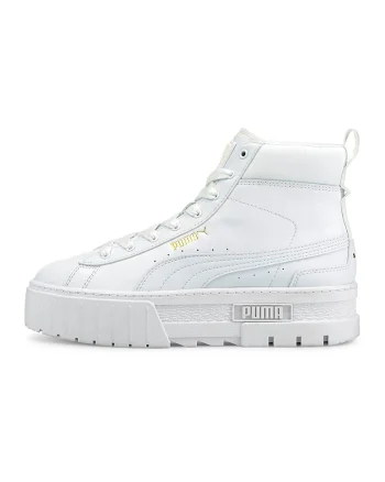Pantofi sport high-top de piele cu insertii de piele ecologica Mayze, Alb