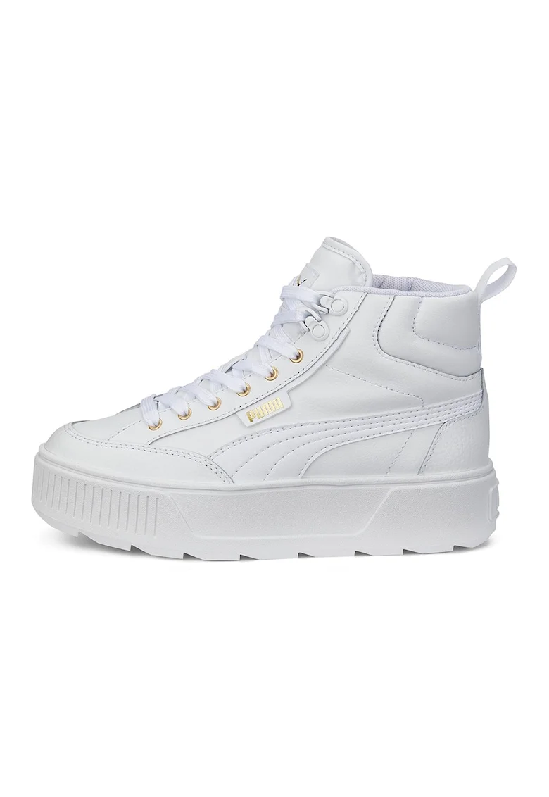 Pantofi sport mid-high de piele si piele ecologica Karmen, Alb optic