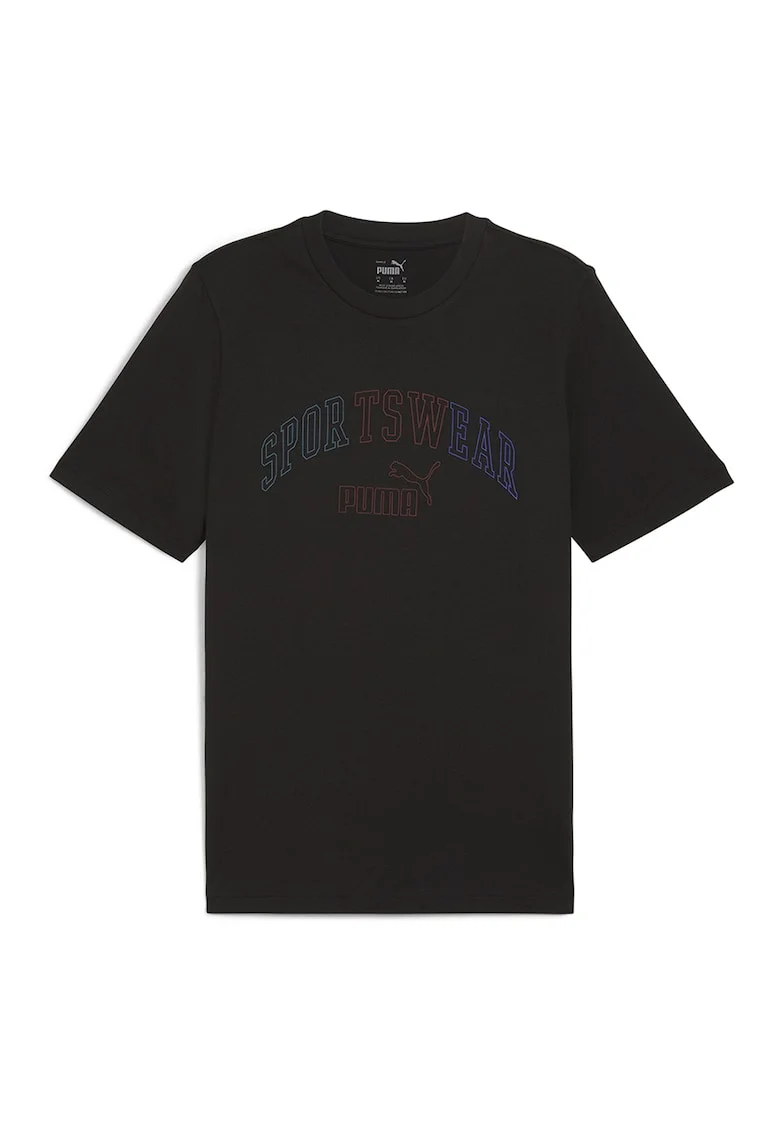 Tricou de bumbac cu logo ESS+, Albastru inchis/Negru stins