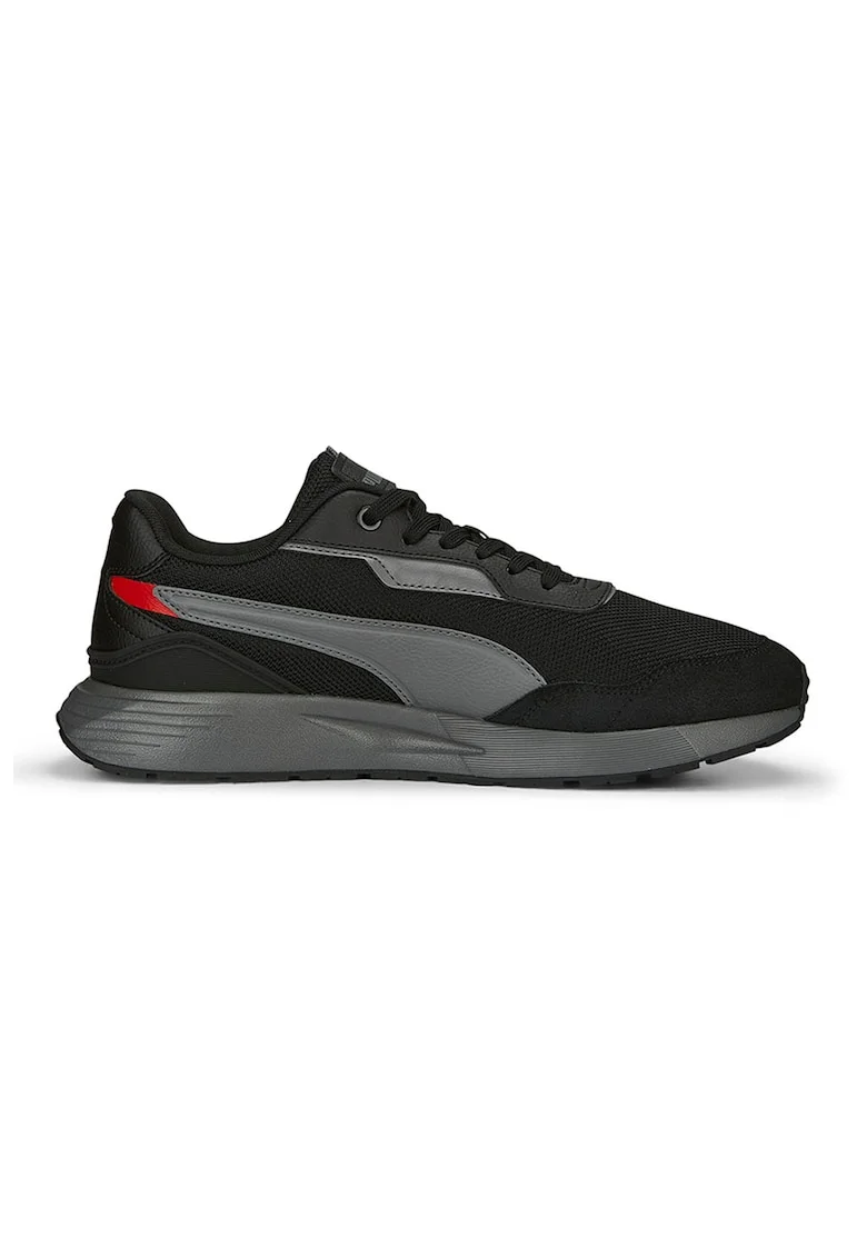 Pantofi sport cu garnituri de piele ecologica Runtamed Plus, Negru/Gri