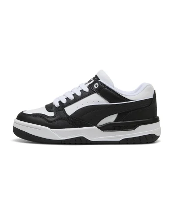 Pantofi sport Rebound Retro cu insertii de piele, Alb/Negru