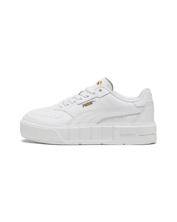 Pantofi sport de piele cu detalii perforate Cali Court, Alb