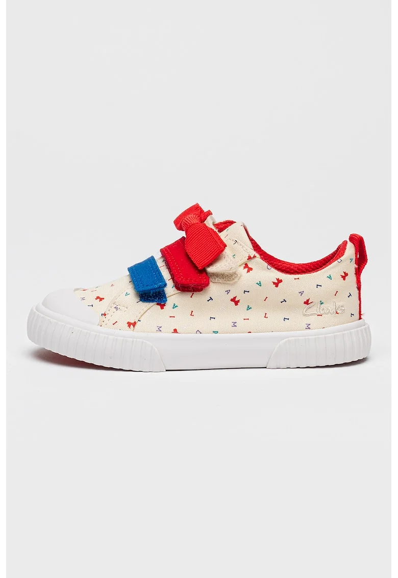 Pantofi sport cu imprimeu si velcro Foxing, Rosu/Albastru/Bej deschis