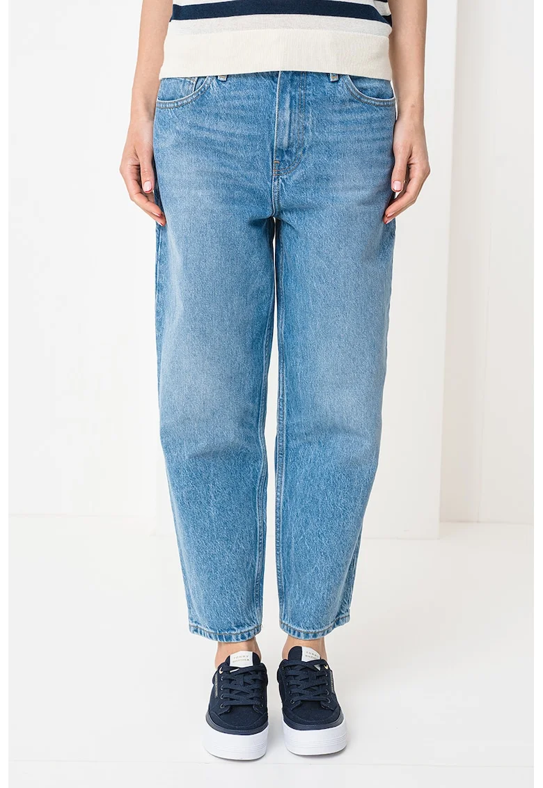 Blugi din denim cu talie medie, Albastru deschis