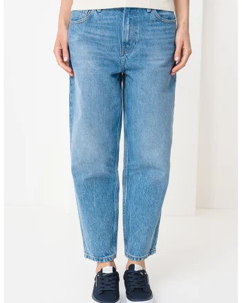 Blugi din denim cu talie medie, Albastru deschis