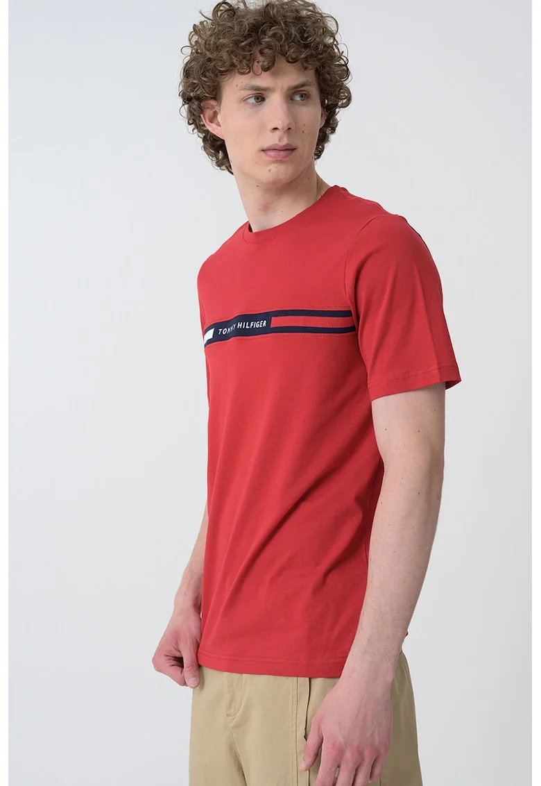 Tricou cu imprimeu logo, Rosu vermillion