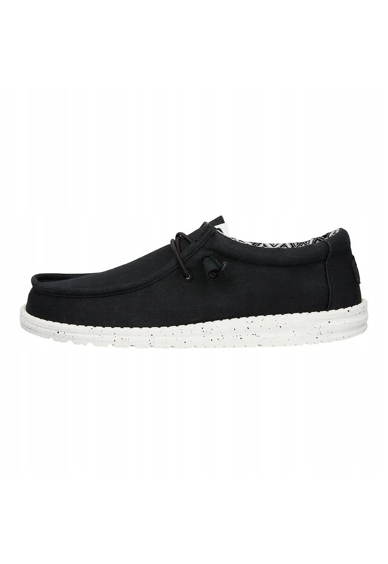 Mocasini Barbati Spuma EVA, Wally Stretch Canvas, Negru, Negru