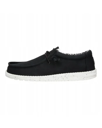 Mocasini Barbati Spuma EVA, Wally Stretch Canvas, Negru, Negru