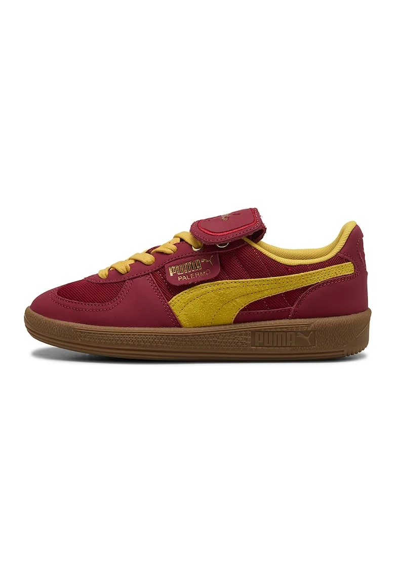Pantofi sport cu aspect contrastant, Rosu inchis/Maro deschis