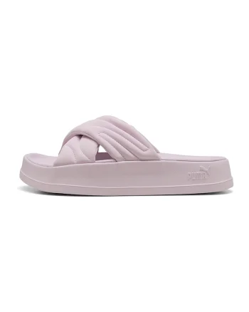 Papuci flatform cu bareta pufoasa Leadcat, Roz pastel