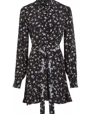 Rochie din vascoza cu maneca lunga, Alb, Negru, Alb/Negru
