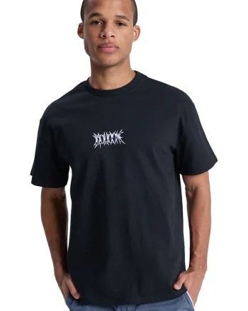 Tricou de bumbac cu logo pe spate, Alb/Negru/Albastru azur