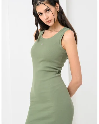 Rochie cambrata si striata cu logo discret