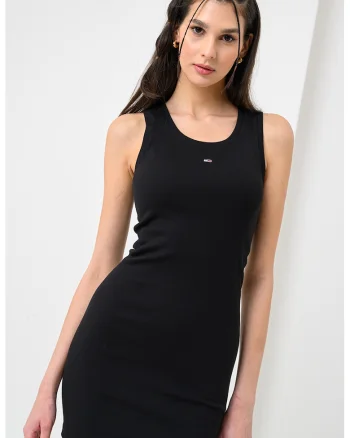 Rochie cambrata si striata cu logo discret