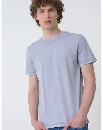 Tricou de bumbac cu decolteu la baza gatului