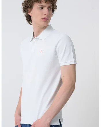 Tricou polo de bumbac pique, Alb