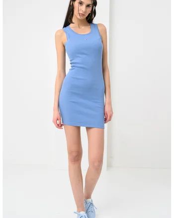 Rochie cambrata si striata cu logo discret