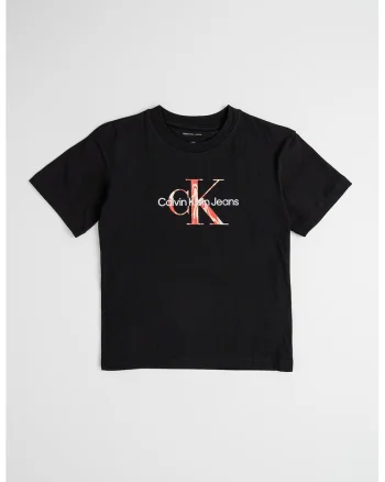 Tricou de bumbac cu logo, Negru/Rosu inchis/Argintiu