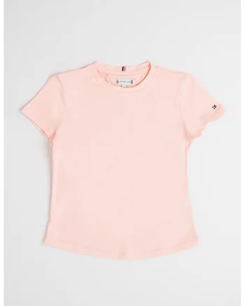 Tricou cu decolteu la baza gatului si logo, Roz pal