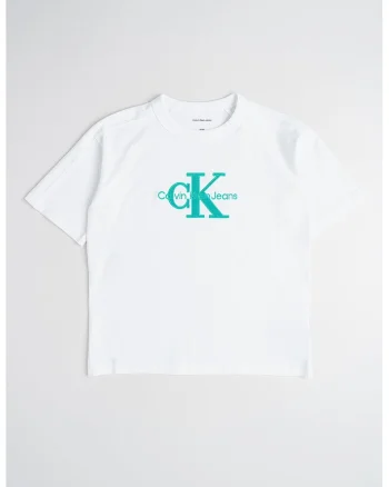 Tricou cu logo si decolteu la baza gatului, Alb/Verde