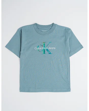 Tricou de bumbac cu logo, Verde/Albastru petrol/Argintiu