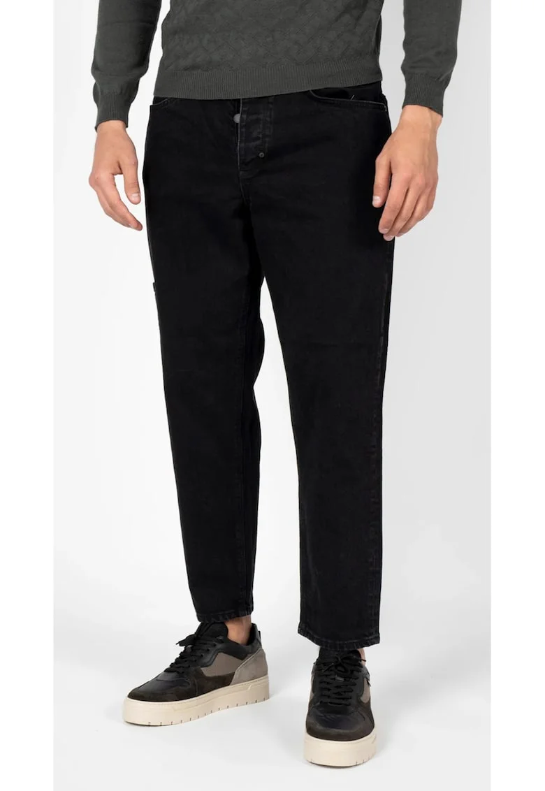 Blugi crop cu croiala conica Dean,