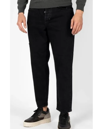 Blugi crop cu croiala conica Dean,