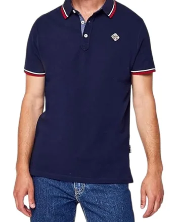 Tricou polo barbatesc  bumbac, albastru marin, design modern, maneci scurte,
