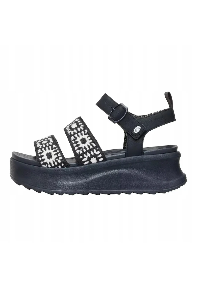 Sandale din material textil cu talpa wedge