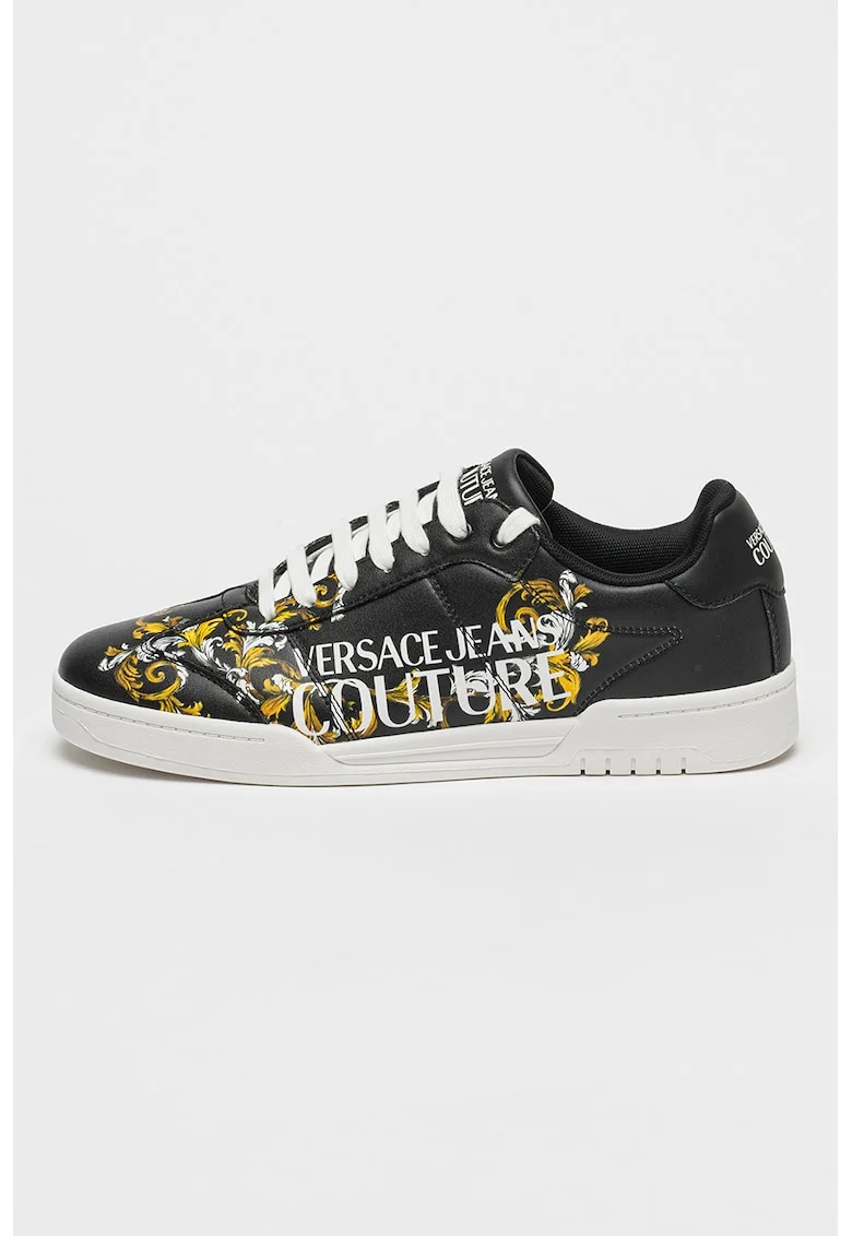 Pantofi sport de piele cu logo Brooklyn, Negru/Galben sofran