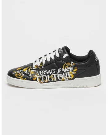 Pantofi sport de piele cu logo Brooklyn, Negru/Galben sofran
