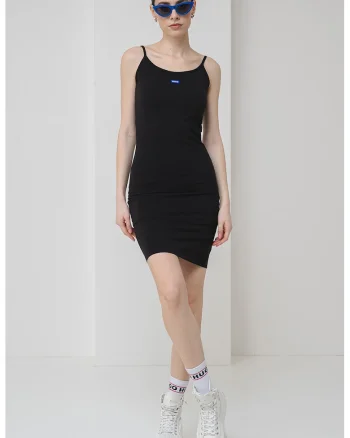 Rochie mini cambrata, Negru/Albastru royal