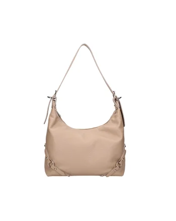 Geanta din piele cu bareta de umar si model uni, Maro taupe
