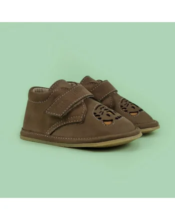 Pantofi Barefoot din piele naturala, Tigger, Maro, Maro