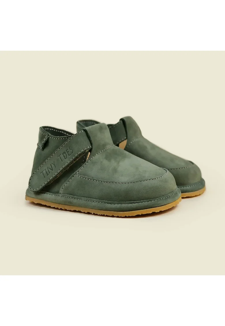 Pantofi Barefoot din piele naturala, Vollo, Verde, Verde