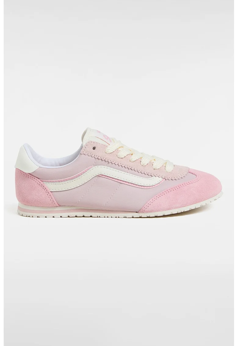 Pantofi sport low cut din piele intoarsa, Roz deschis/Lila