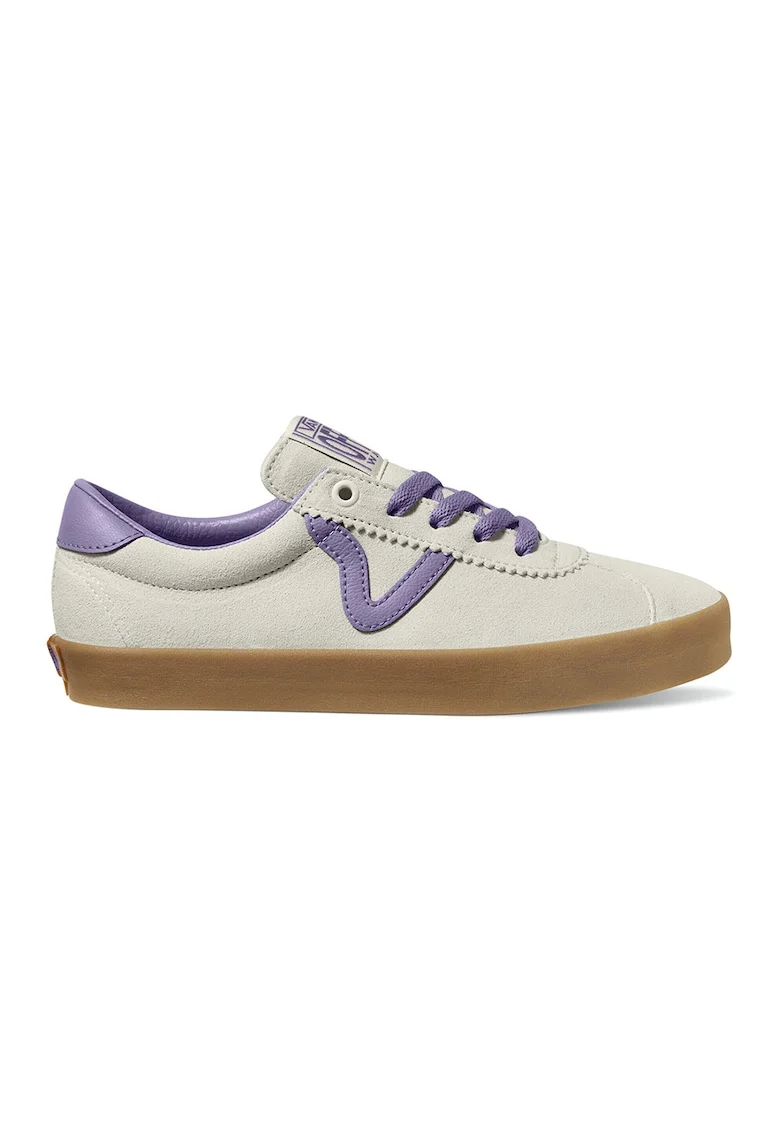 Tenisi low-cut din piele intoarsa, Lila/Crem