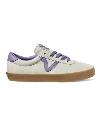 Tenisi low-cut din piele intoarsa, Lila/Crem