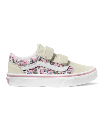 Pantofi sport cu inchidere velcro si model, Roz/Crem