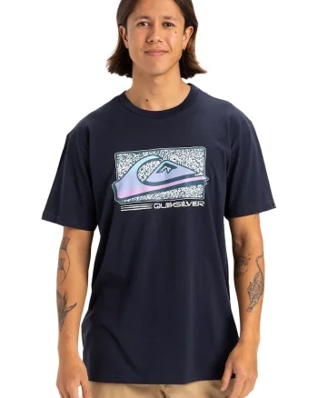 Tricou cu decolteu la baza gatului Retro Fade, Albastru ultramarin/Lila/Alb murdar