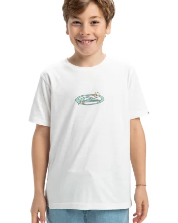 Tricou de bumbac organic cu imprimeu, Alb murdar/Albastru deschis