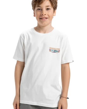 Tricou cu imprimeu si decolteu la baza gatului, Alb/Portocaliu/Albastru
