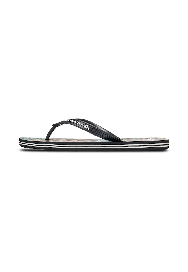 Papuci flip-flop cu logo Molokai Art, Negru stins/Alb murdar/Albastru deschis
