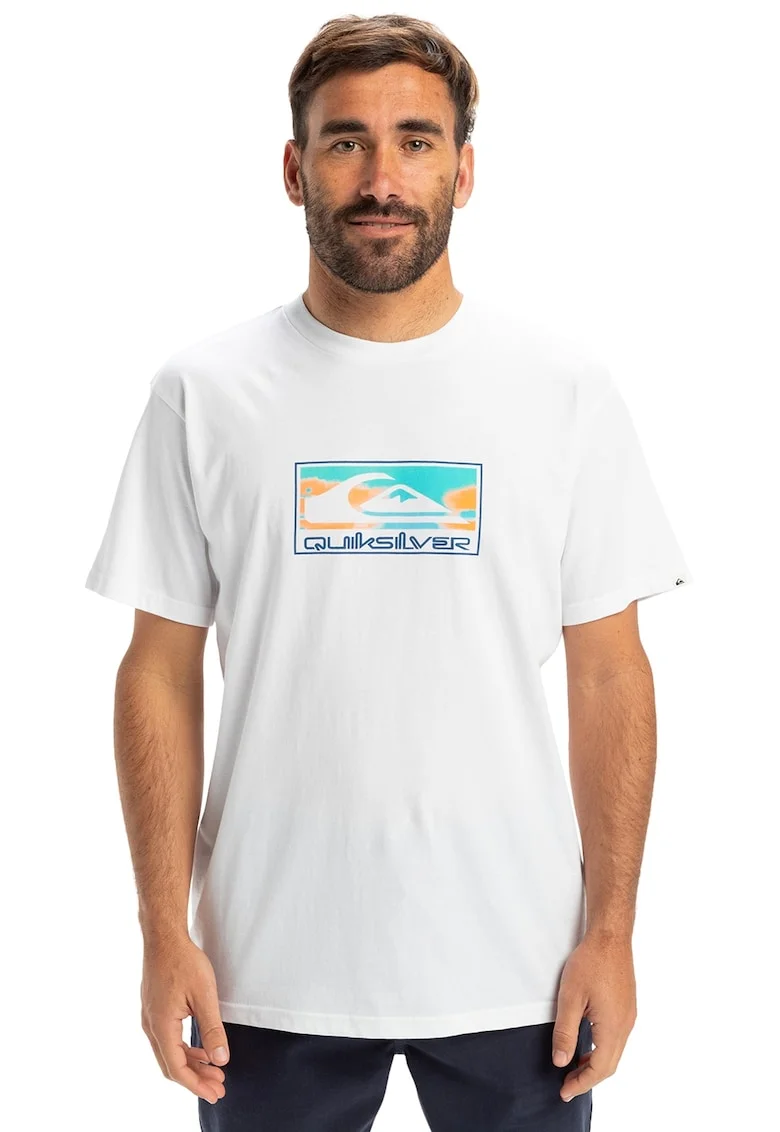 Tricou regular fit cu imprimeu grafic, Alb/Portocaliu/Albastru deschis