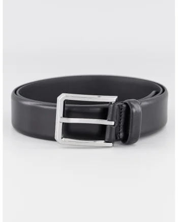Curea de piele Caleb, Negru/Negru stins