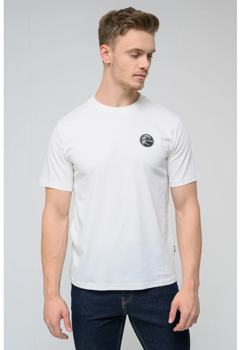 Tricou cu decolteu rotund Originals, Alb fildes/Negru