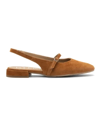 Pantofi slingback din piele intoarsa, Auriu/Caramel