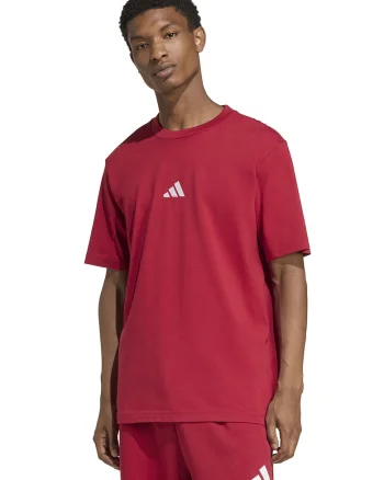 Tricou din bumbac cu logo brodat, Alb/Rosu vermillion
