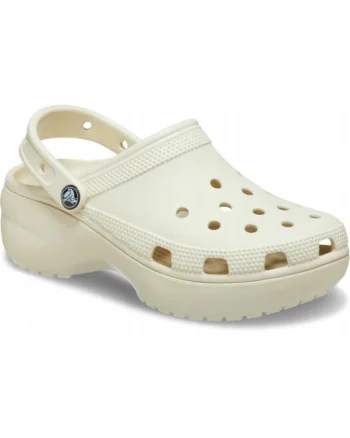 Saboti slingback cu model perforat si talpa flatform, Crem